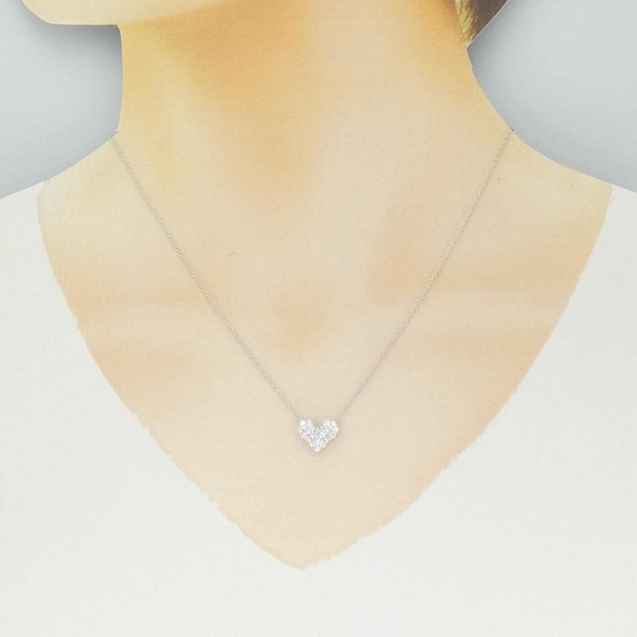 K18WG ハート ダイヤモンド ネックレス 0.50CT