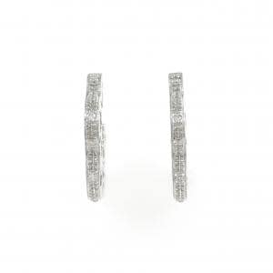 750WG フラワー×スター ダイヤモンド ピアス