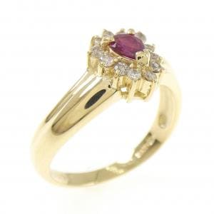 K18YG ルビー リング 0.18CT