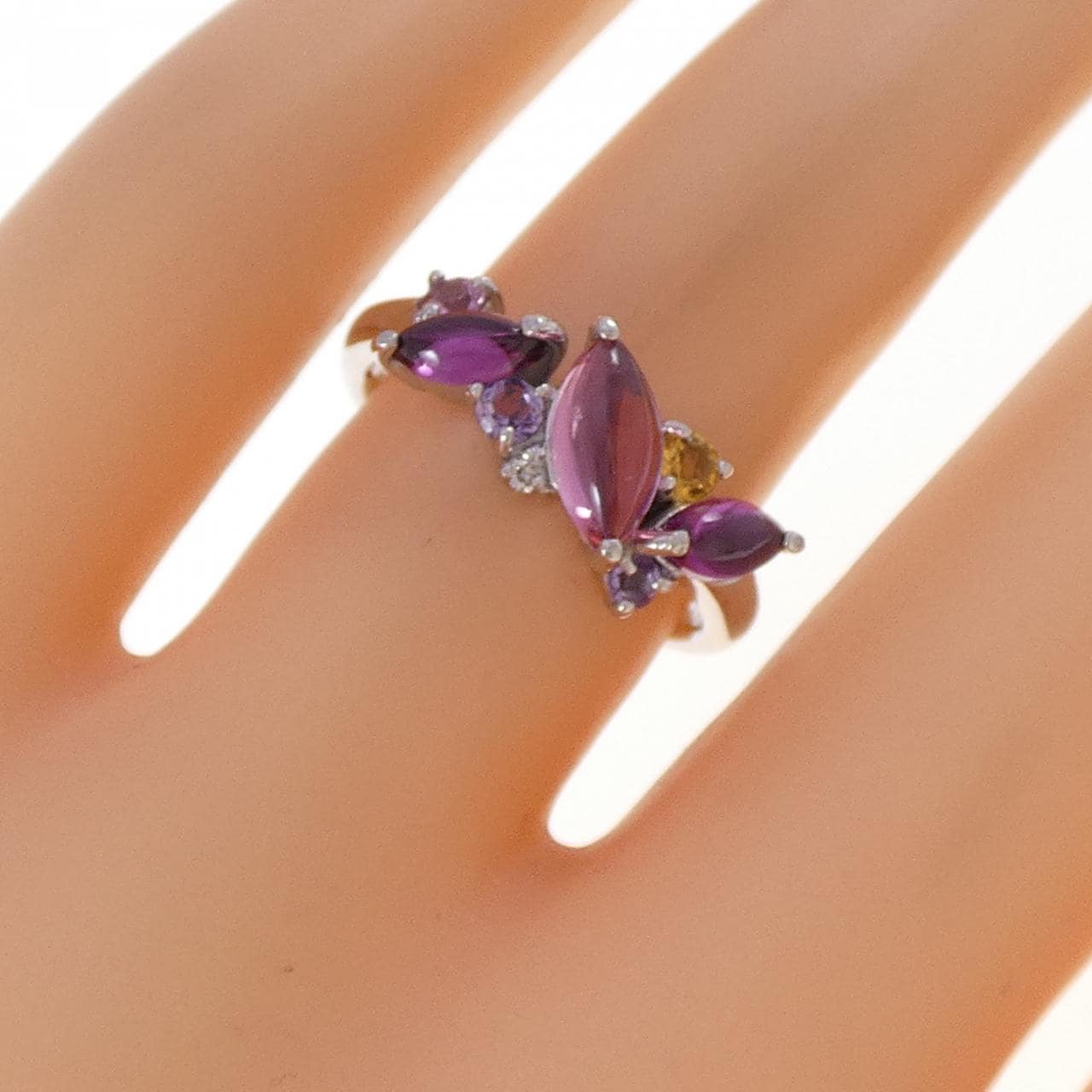 K18WG カラーストーン リング