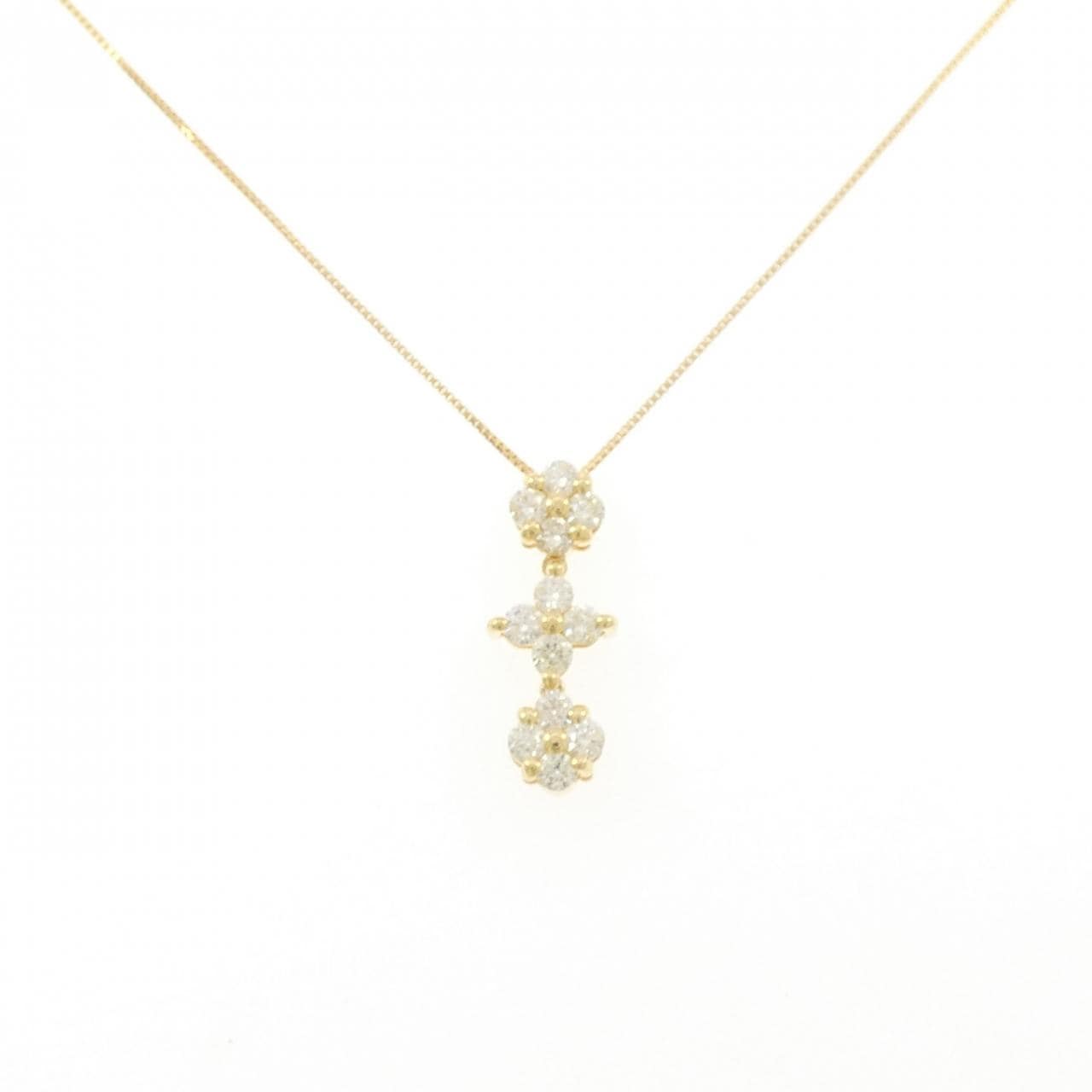 K18YG 2WAY フラワー×ハート ダイヤモンド ネックレス 0.50CT