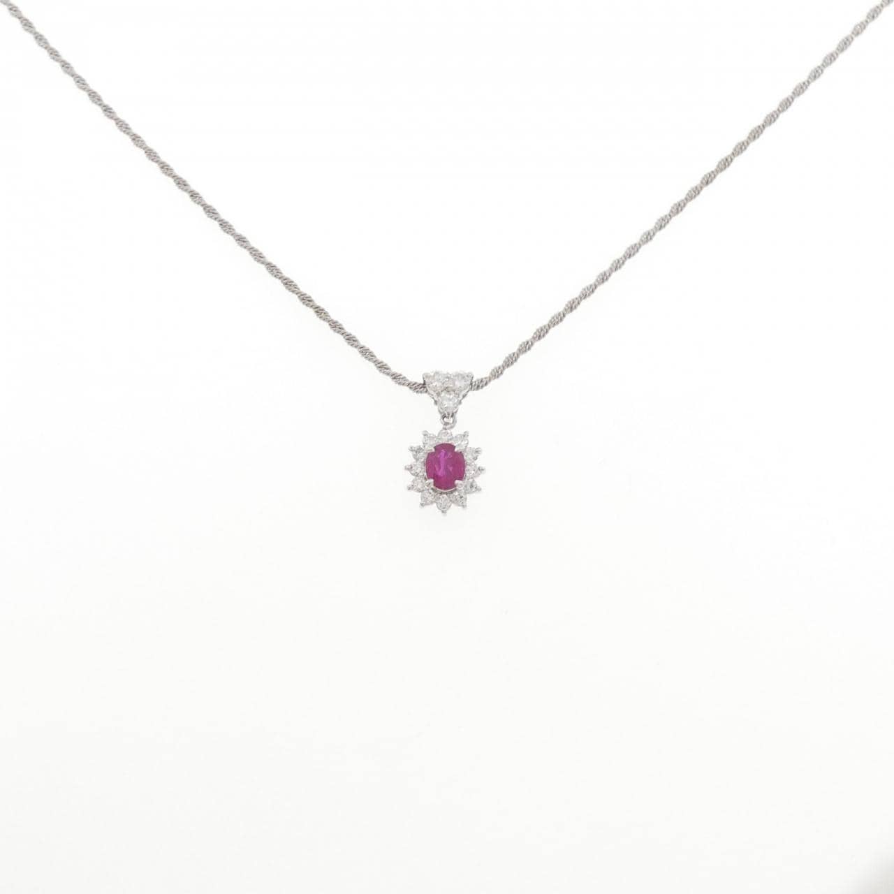 PT900/PT850 ルビー ネックレス 0.74CT