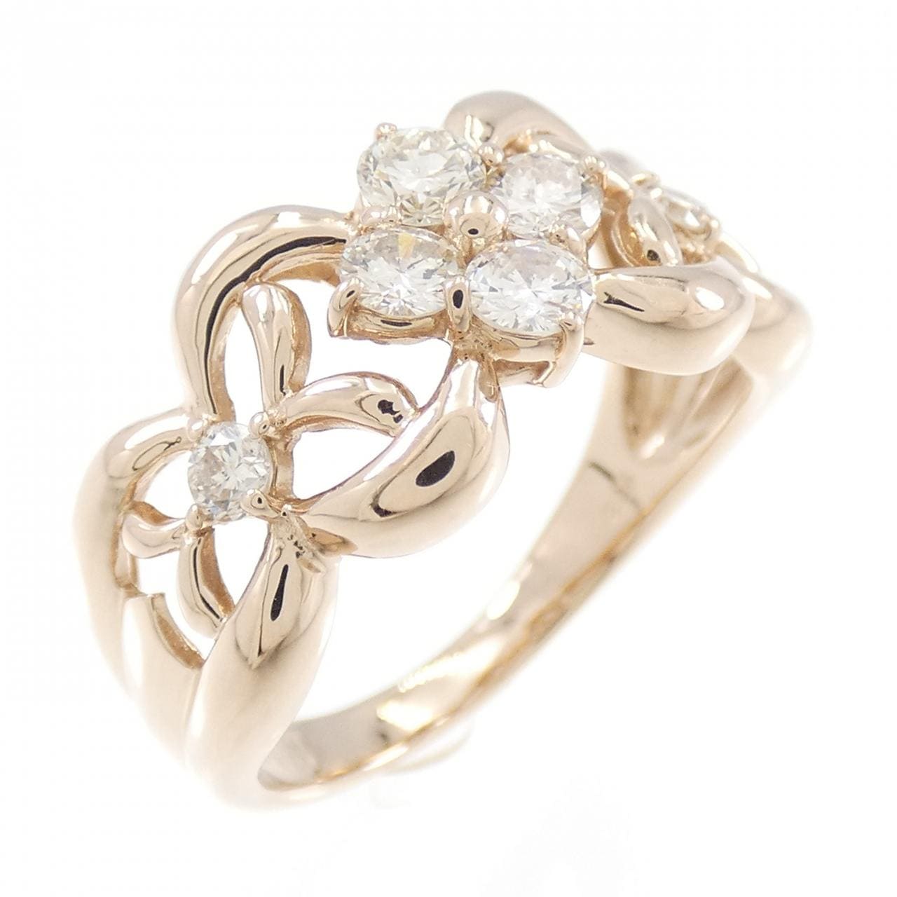 K18PG フラワー ダイヤモンド リング 0.52CT