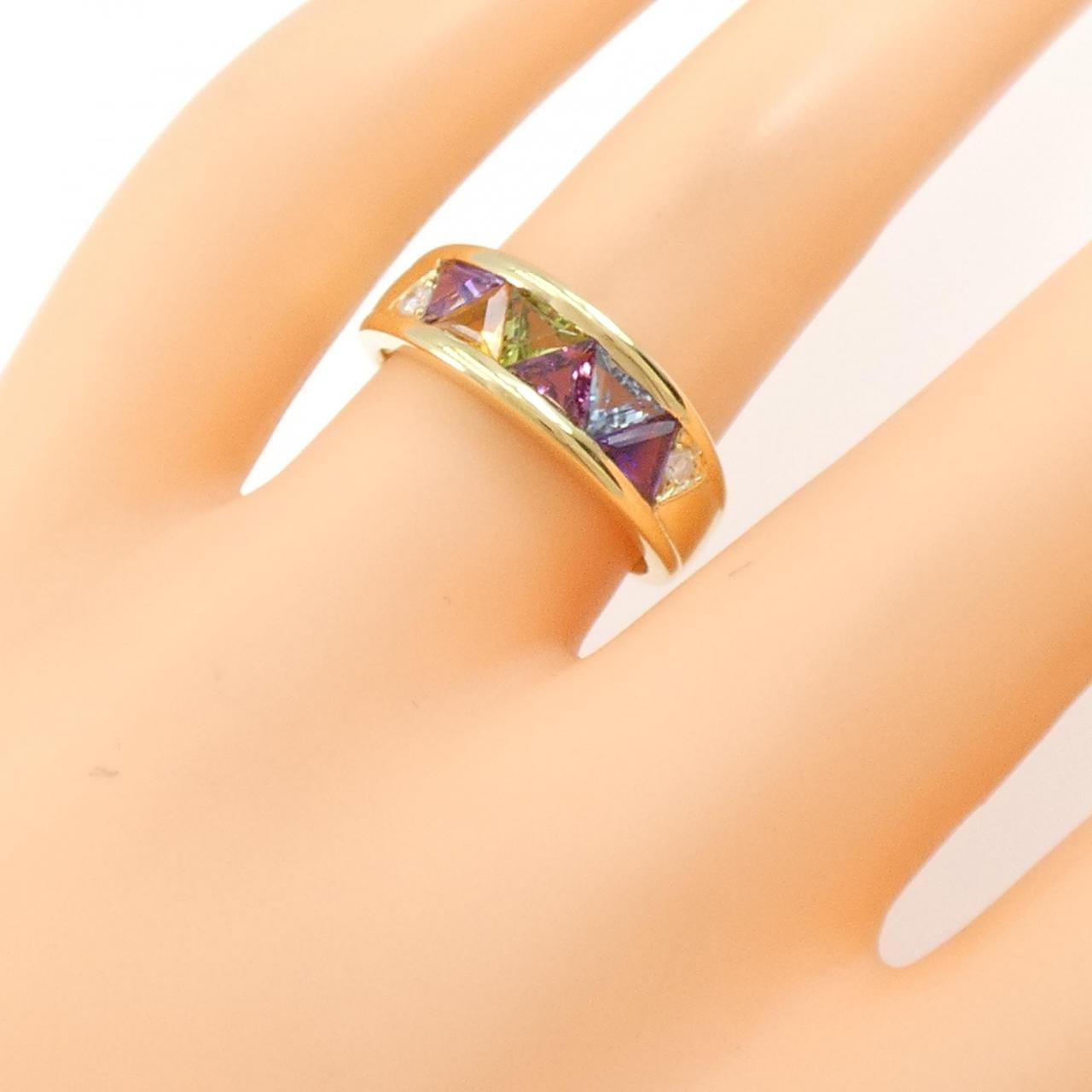 750YG カラーストーン リング