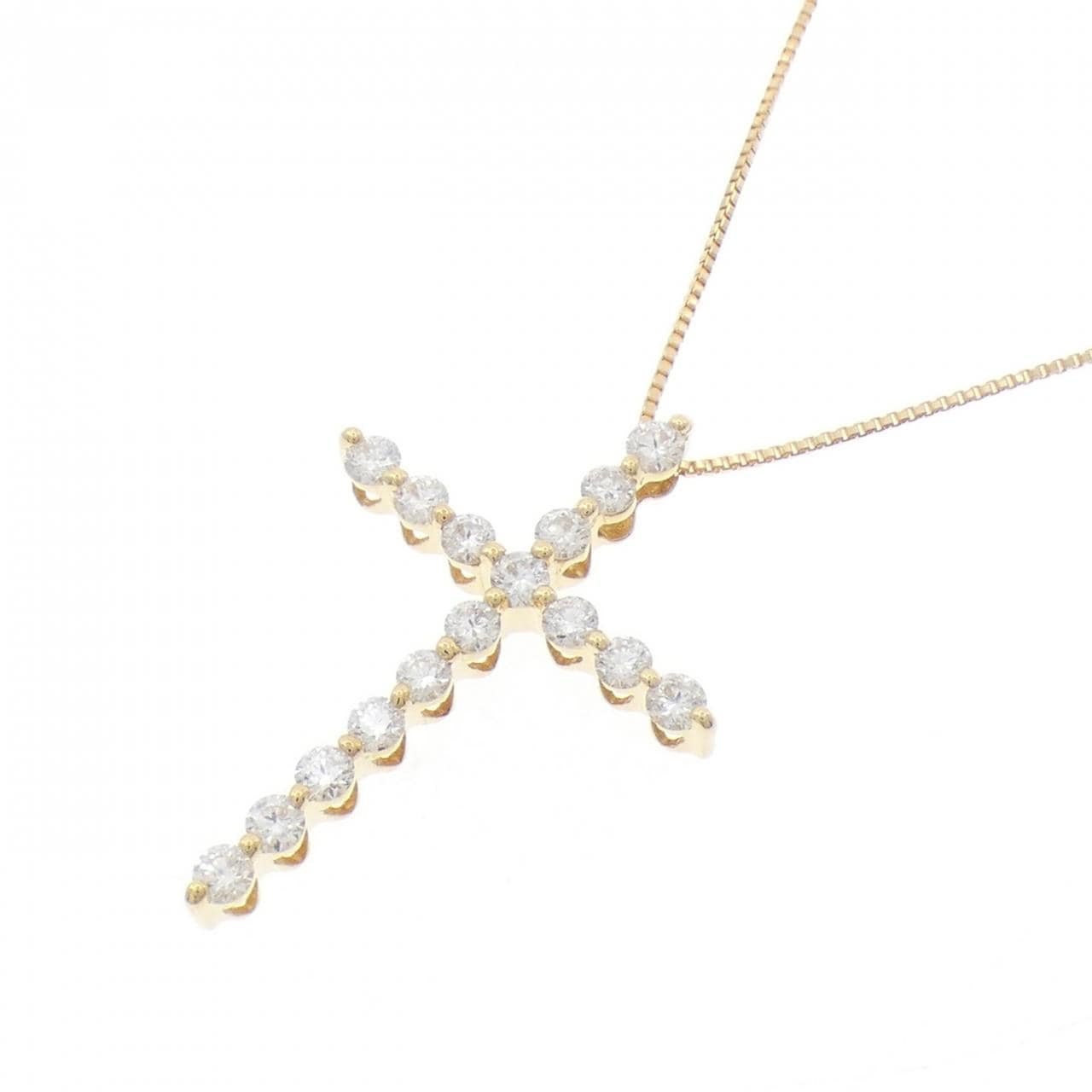 K18YG クロス ダイヤモンド ネックレス 0.50CT