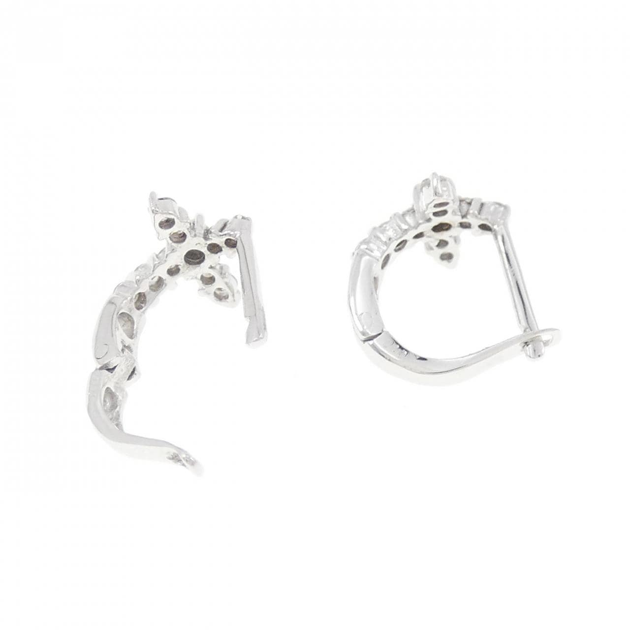 K14WG クロス ダイヤモンド ピアス 0.20CT