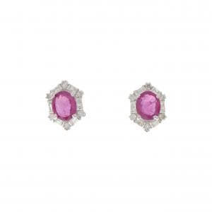 K14WG ルビー ピアス 1.06CT