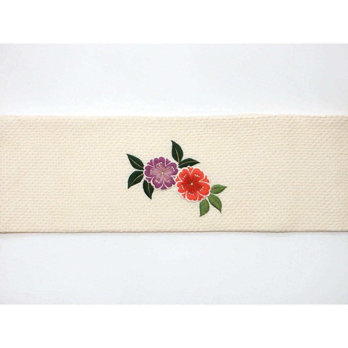 軽装帯　名古屋帯　絞り加工　刺繍入り