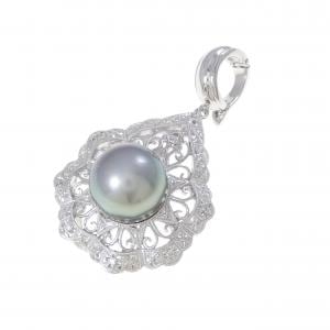 PT900/K14WG 黒蝶パール ペンダント 10.6mm