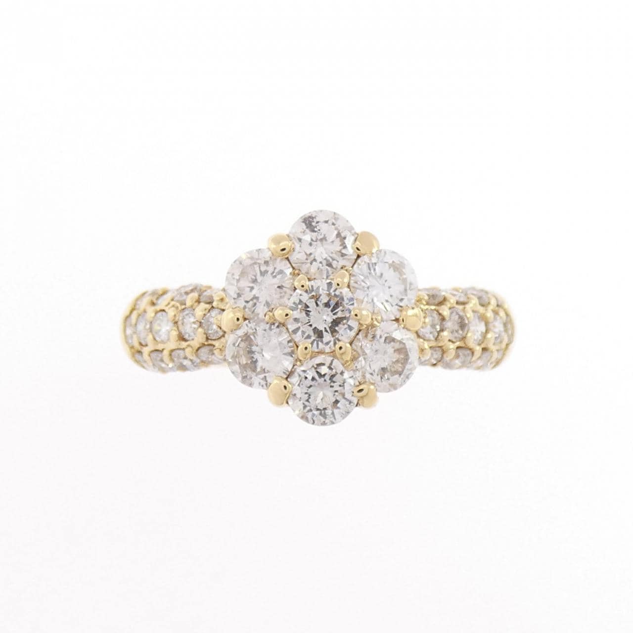 K18YG フラワー ダイヤモンド リング 1.40CT
