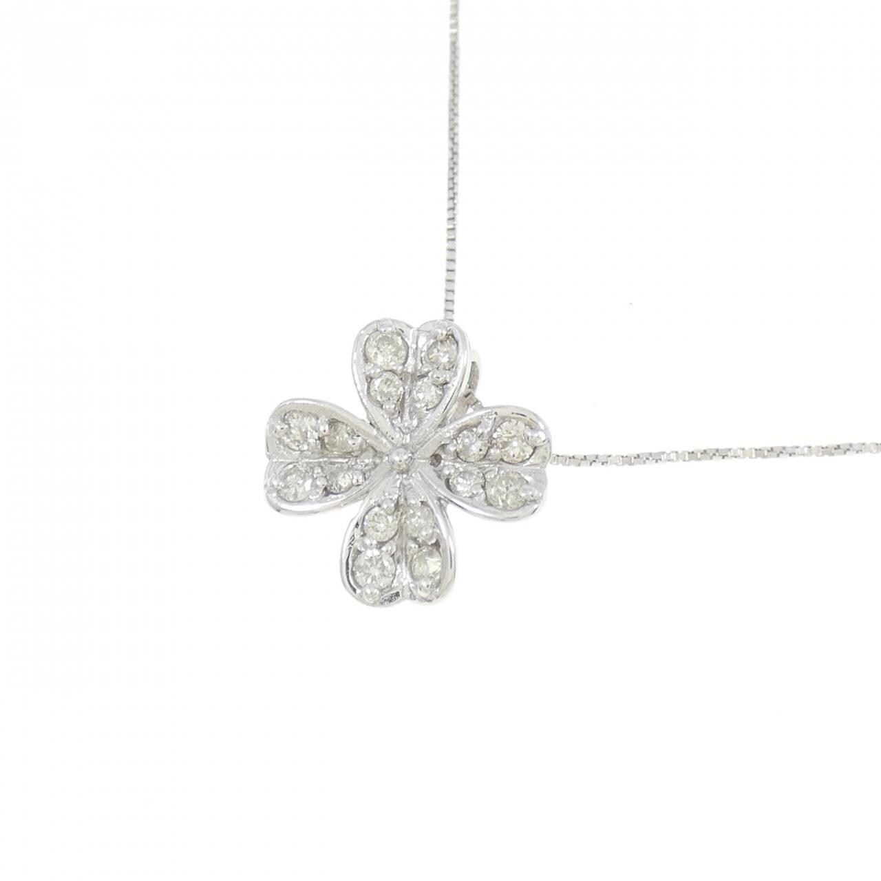 K18WG クローバー ダイヤモンド ネックレス 0.20CT