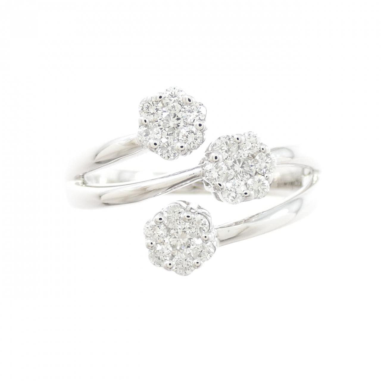 K18WG フラワー ダイヤモンド リング 0.50CT