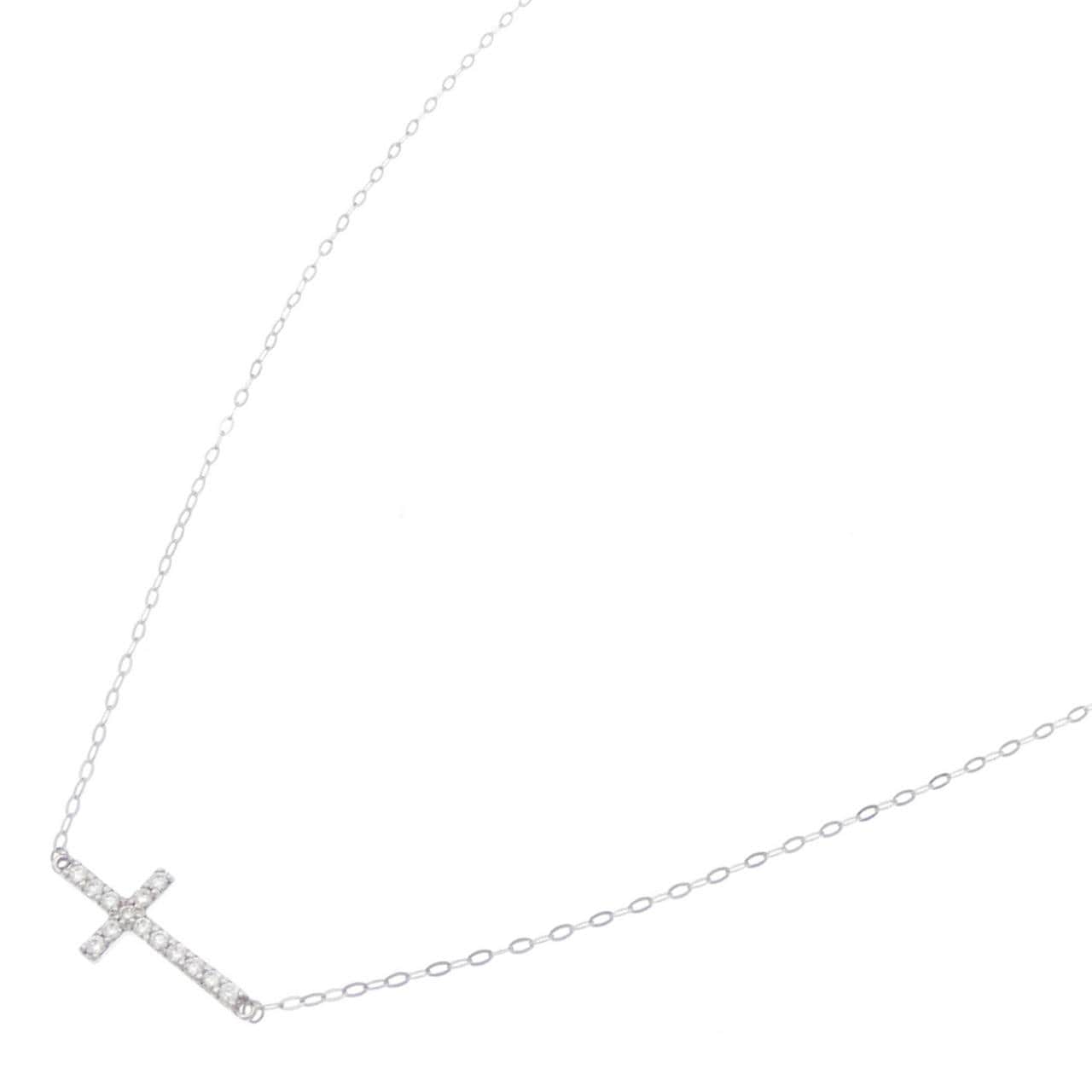K18WG クロス ダイヤモンド ネックレス 0.10CT