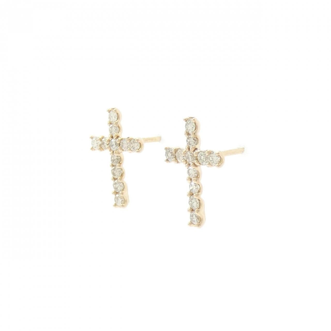 K18PG クロス ダイヤモンド ピアス 0.50CT