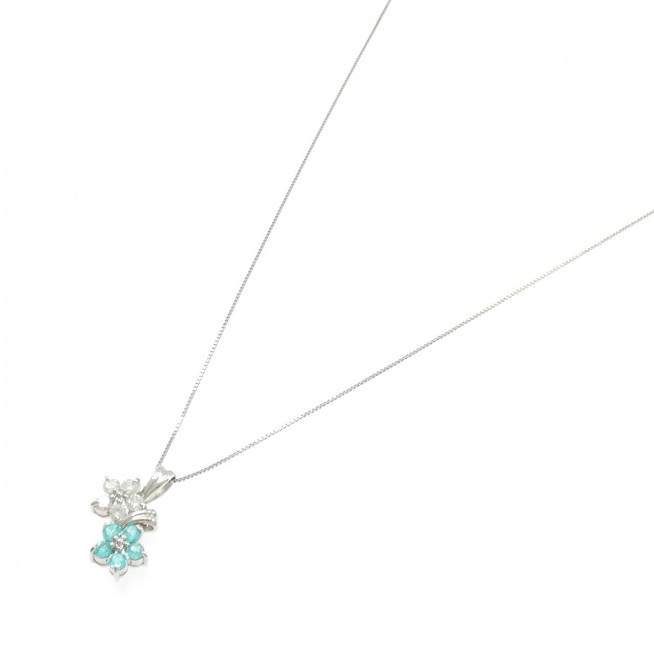 PT900/PT850 フラワー パライバトルマリン ネックレス 0.44CT