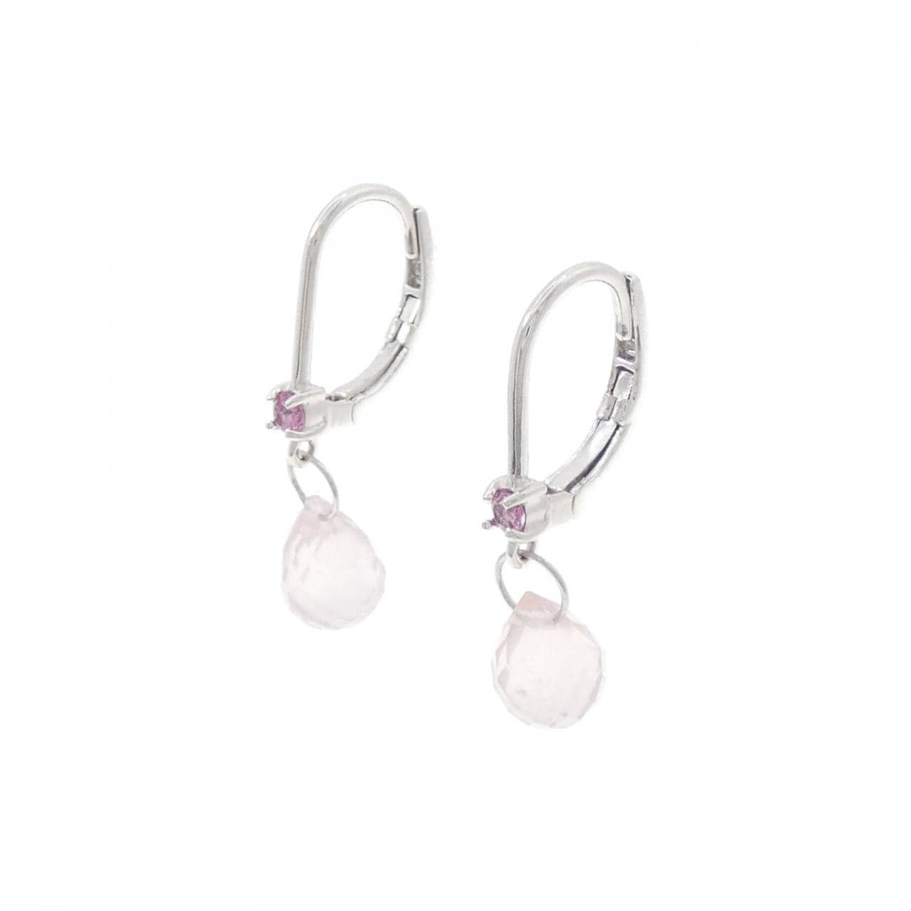 K18WG rose Quartz earrings