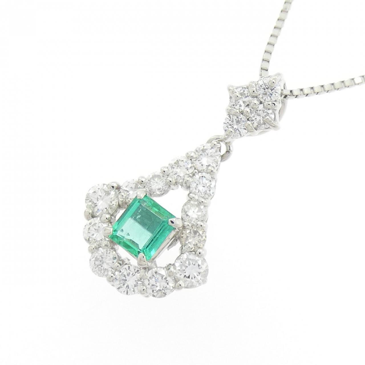 PT900/PT850 エメラルド ネックレス 0.29CT