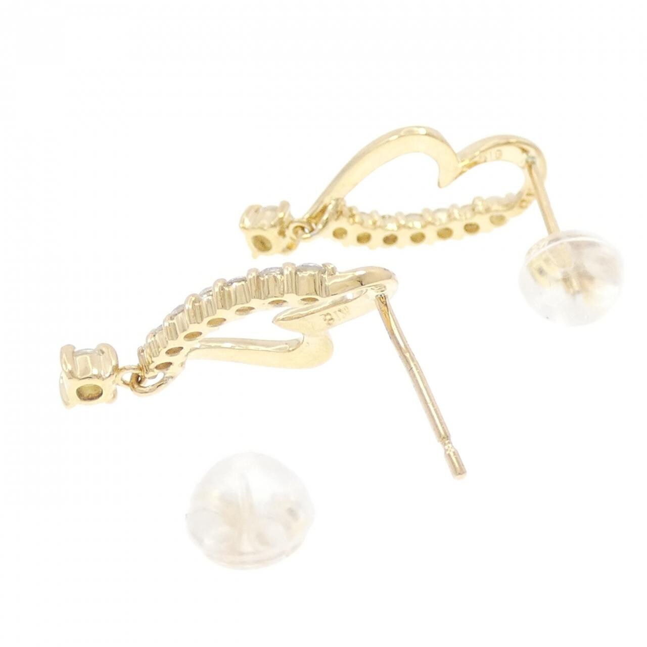 K18YG ハート ダイヤモンド ピアス 0.32CT