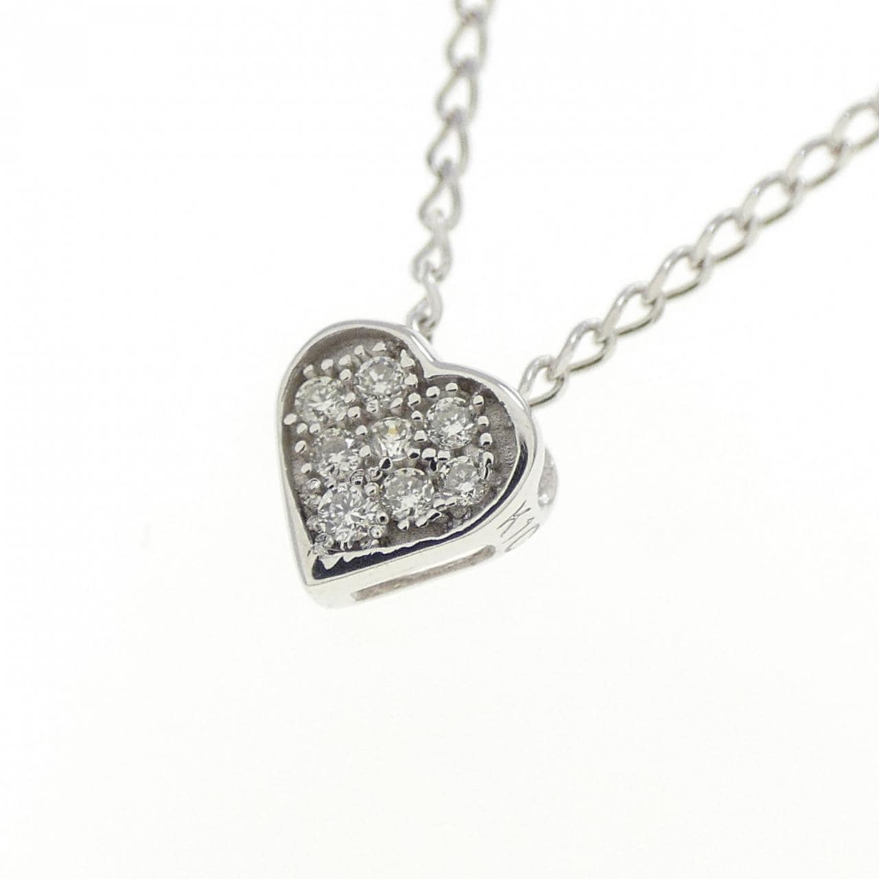 K10WG ハート ダイヤモンド ネックレス