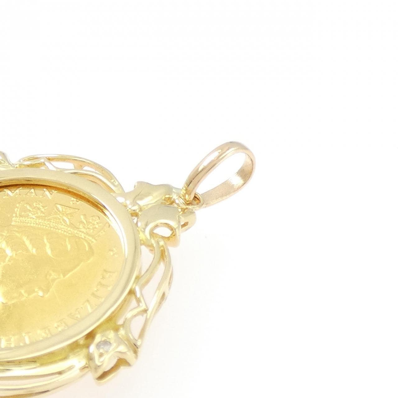 K18YG/K18PG(枠) ダイヤモンド コイン ペンダント 0.04CT