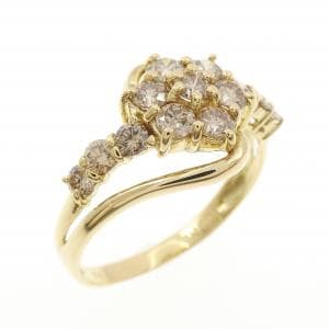 K18YG フラワー ダイヤモンド リング 1.00CT