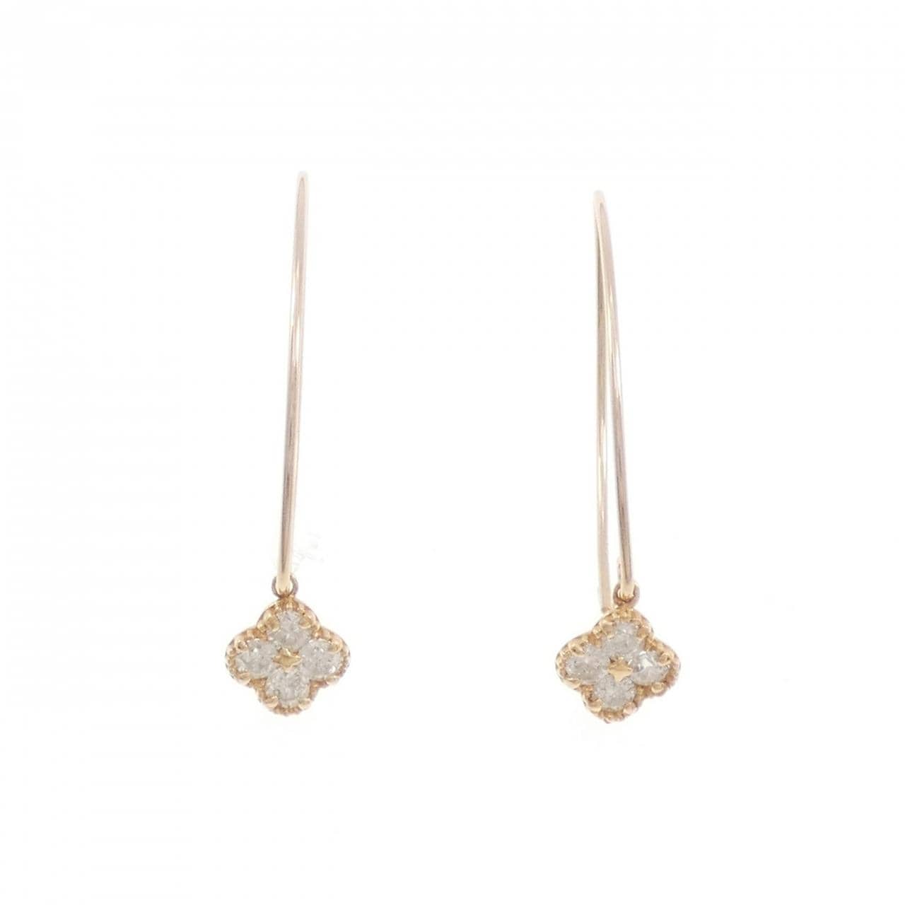 K18PG フラワー ダイヤモンド ピアス 0.42CT