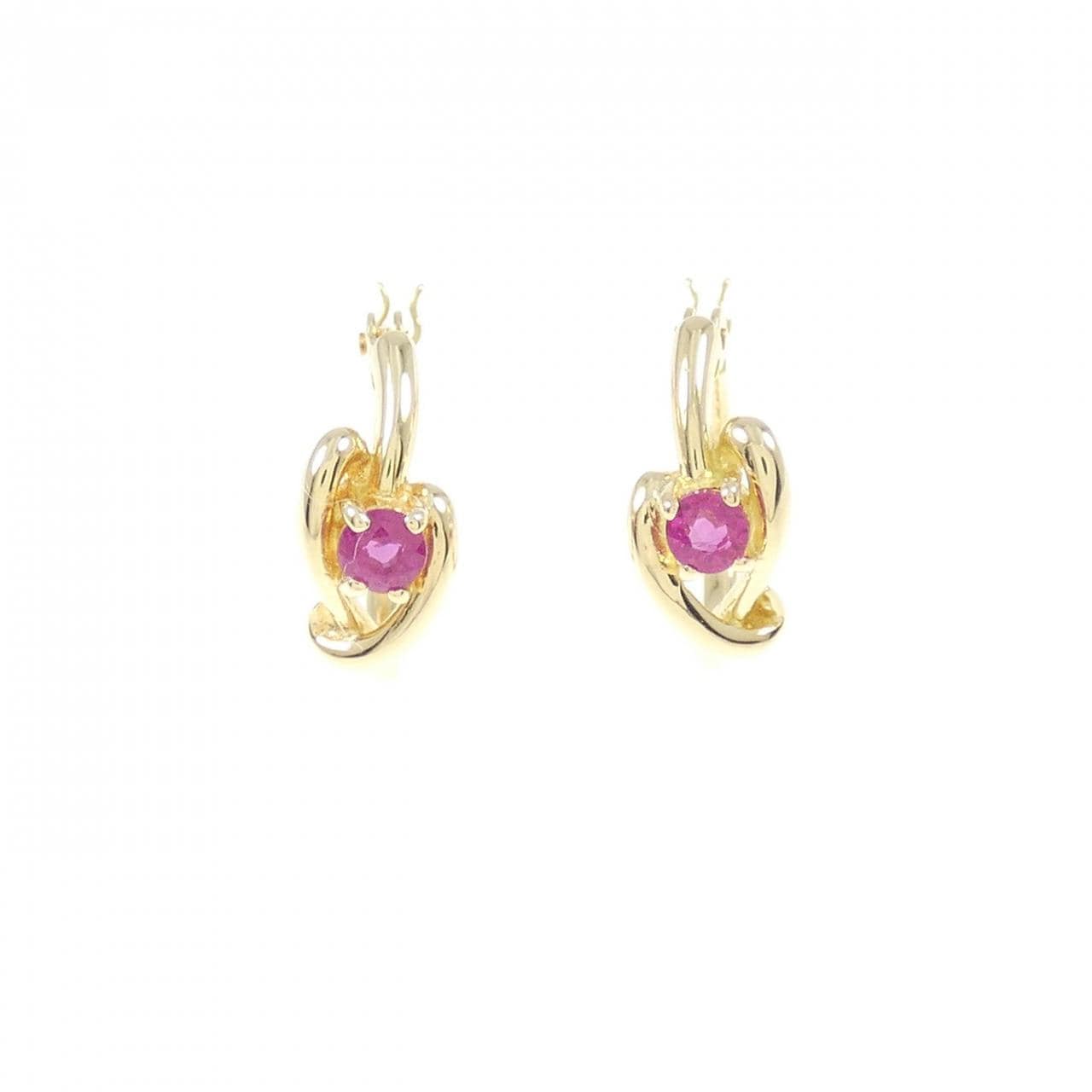 K18YG ruby earrings