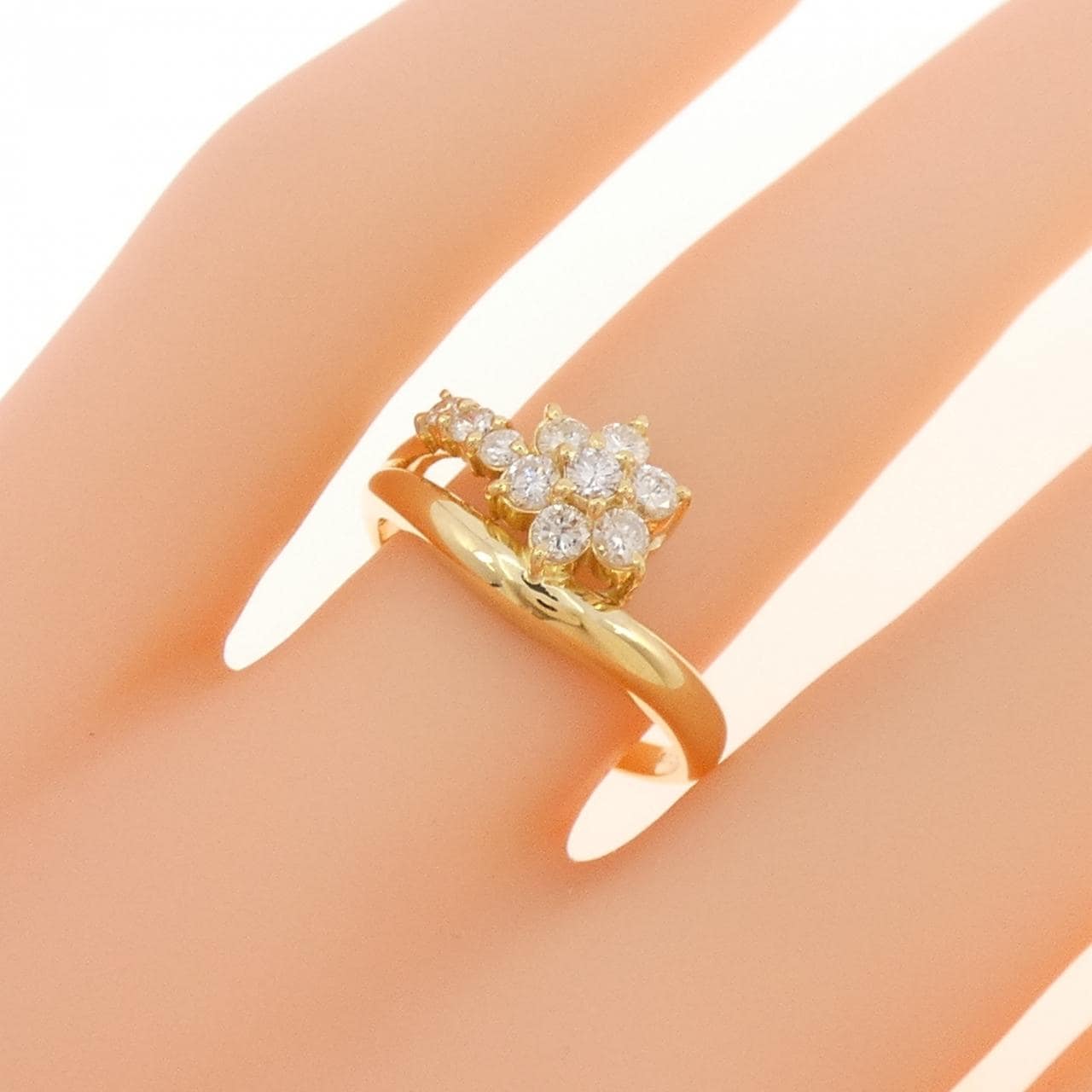 K18YG フラワー ダイヤモンド リング 0.5CT