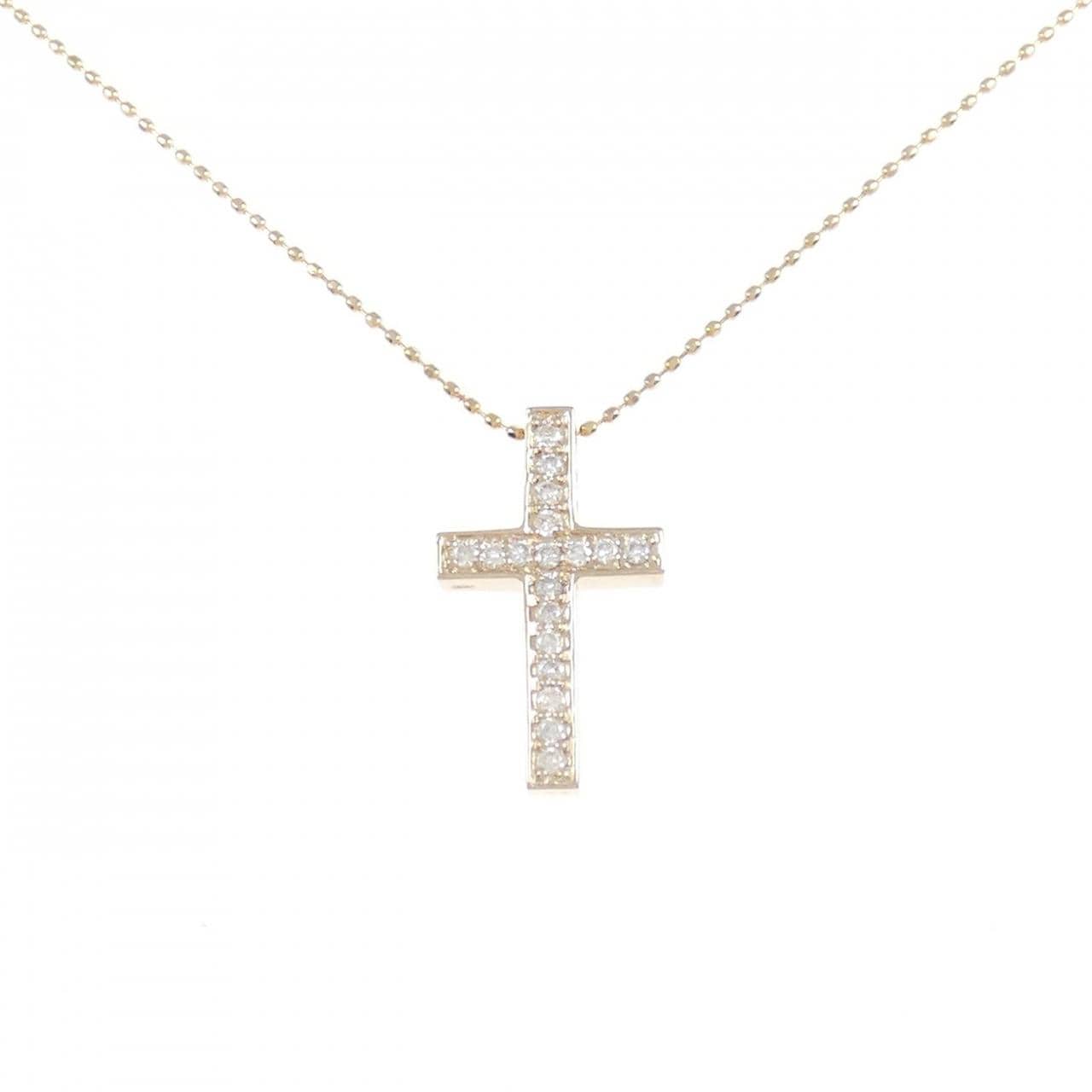 K18PG クロス ダイヤモンド ネックレス 0.18CT
