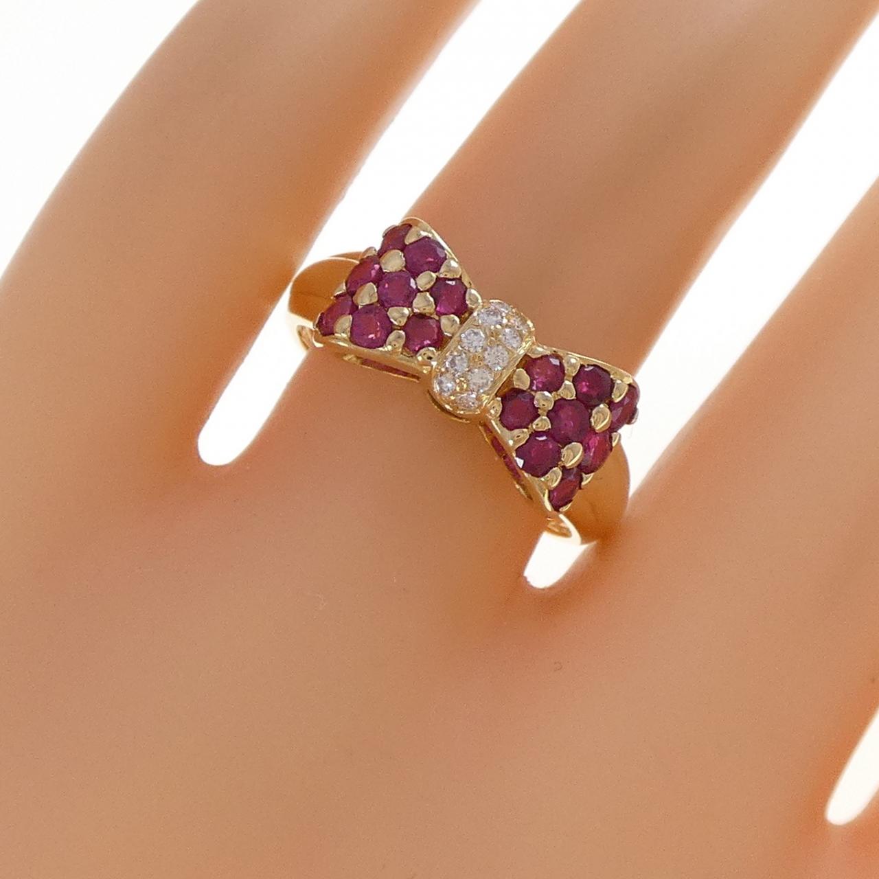 K18YG リボン ルビー リング 1.00CT