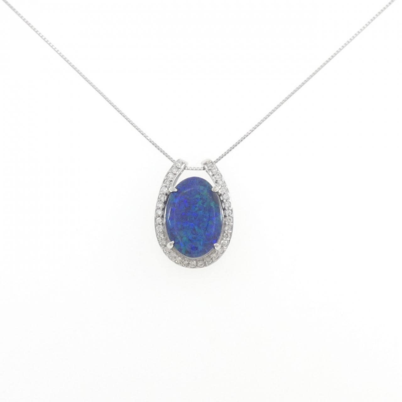 K18WG ブラックオパール ネックレス 3.88CT