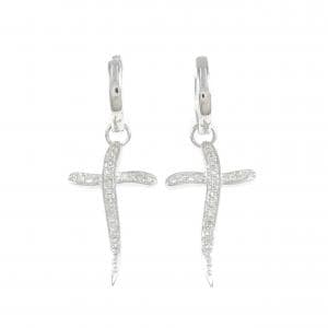 K18WG 2WAY クロス ダイヤモンド ピアス 0.25CT