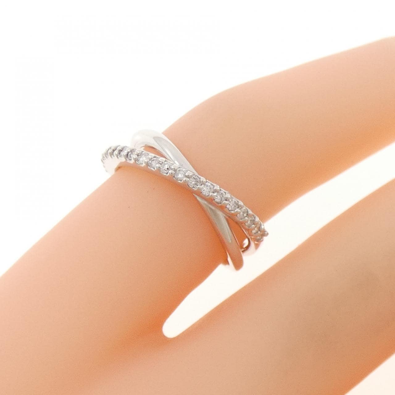 K18WG ダイヤモンド ピンキーリング 0.18CT