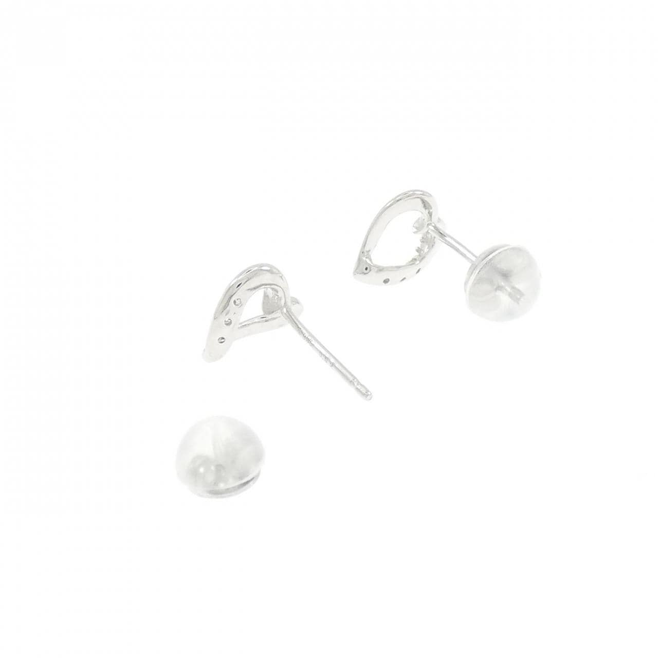 K18WG ハート ダイヤモンド ピアス 0.04CT