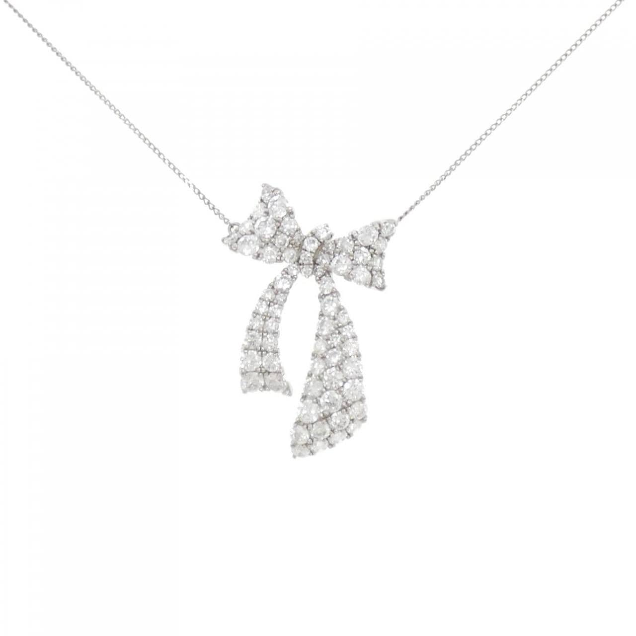 [BRAND NEW] PT Ribbon Diamond Necklace 2.00CT