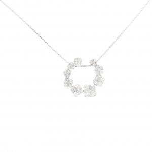 K18WG フラワー ダイヤモンド ネックレス 0.95CT