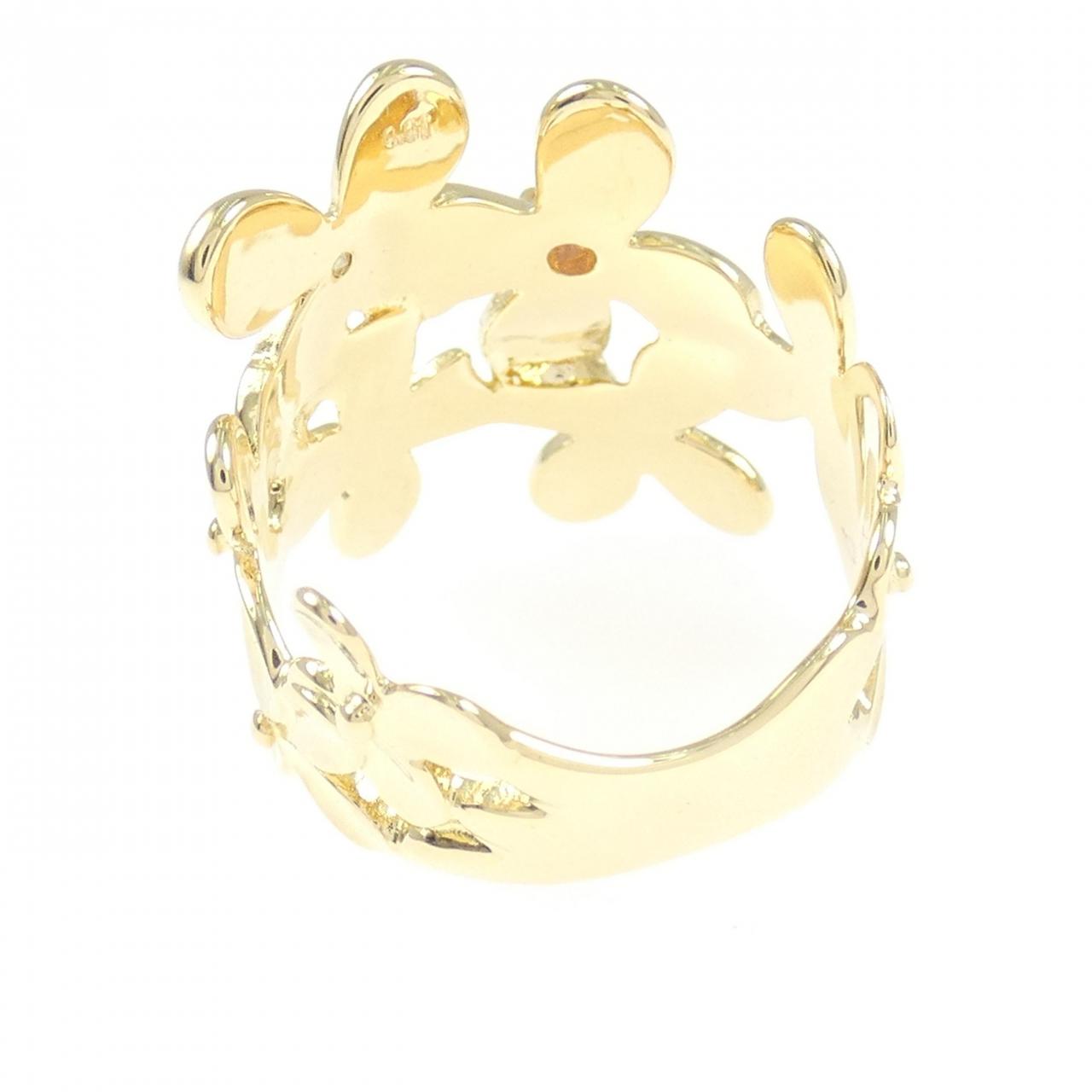 K18YG フラワー トルマリン リング