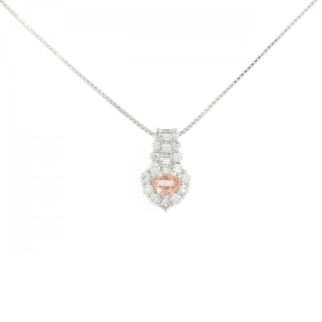 PT900/PT850 ハート パパラチアサファイヤ ネックレス 0.517CT