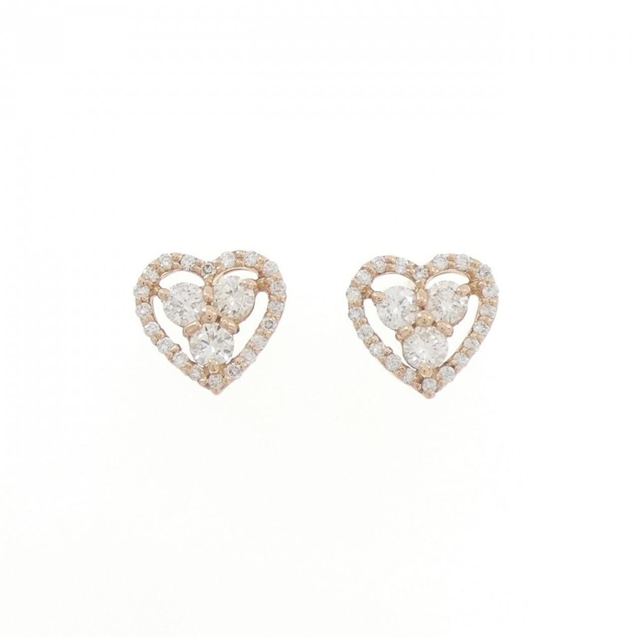 K18PG ハート ダイヤモンド ピアス 0.80CT