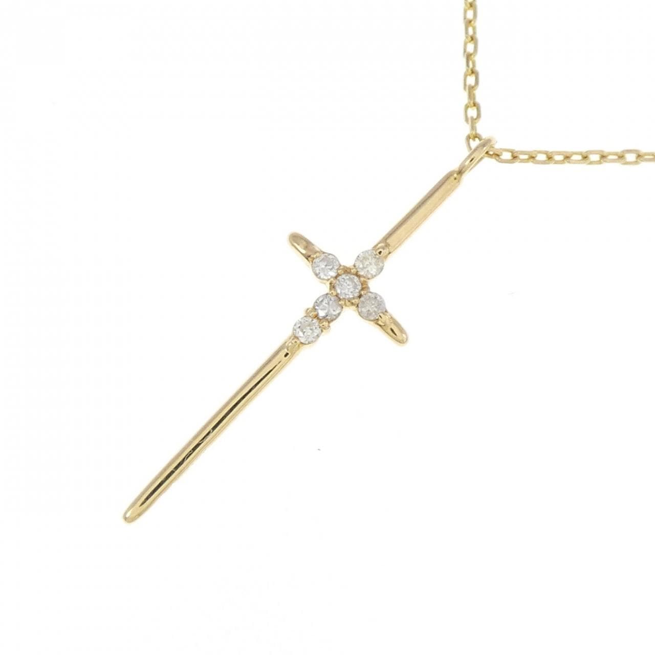 K18YG cross Diamond necklace 0.04CT