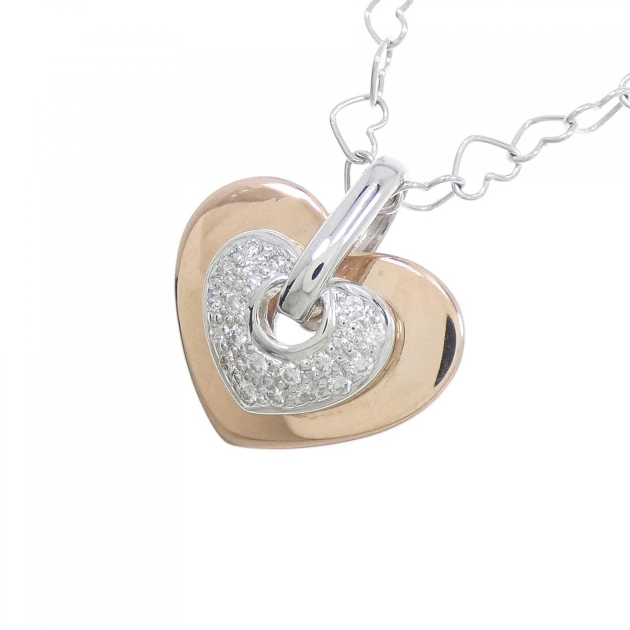 18KPG/K18WG Heart Diamond Necklace 0.16CT
