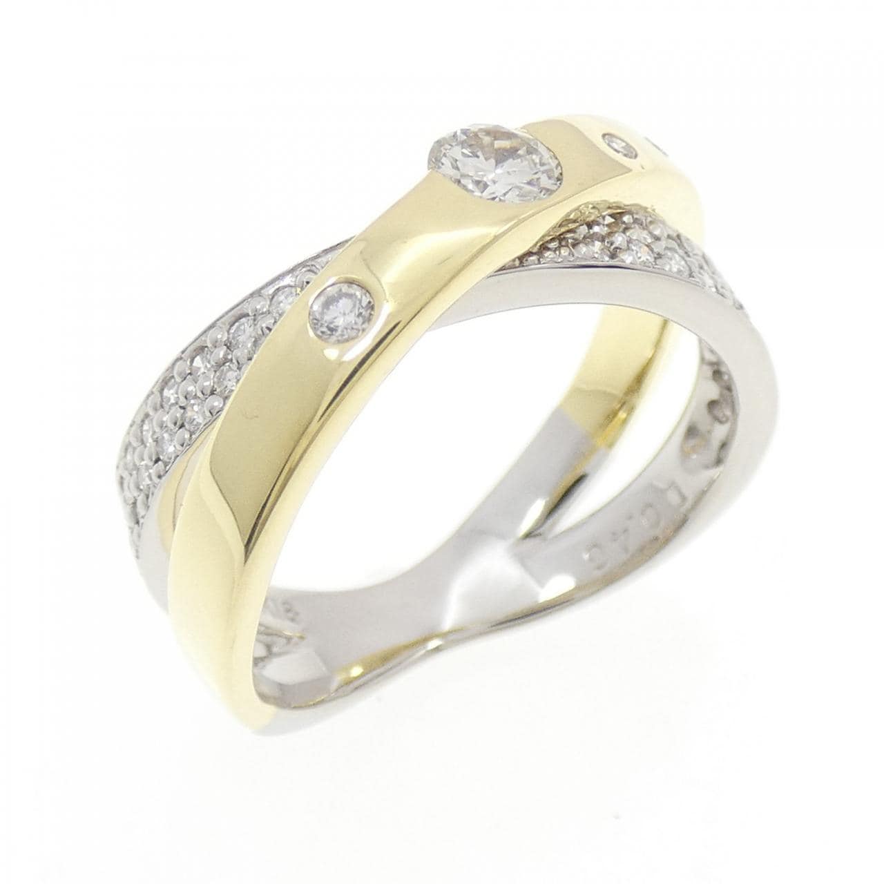 PT900/K18YG钻石戒指，0.46克拉