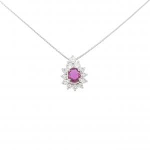 PT900/PT850 ルビー ネックレス 0.40CT
