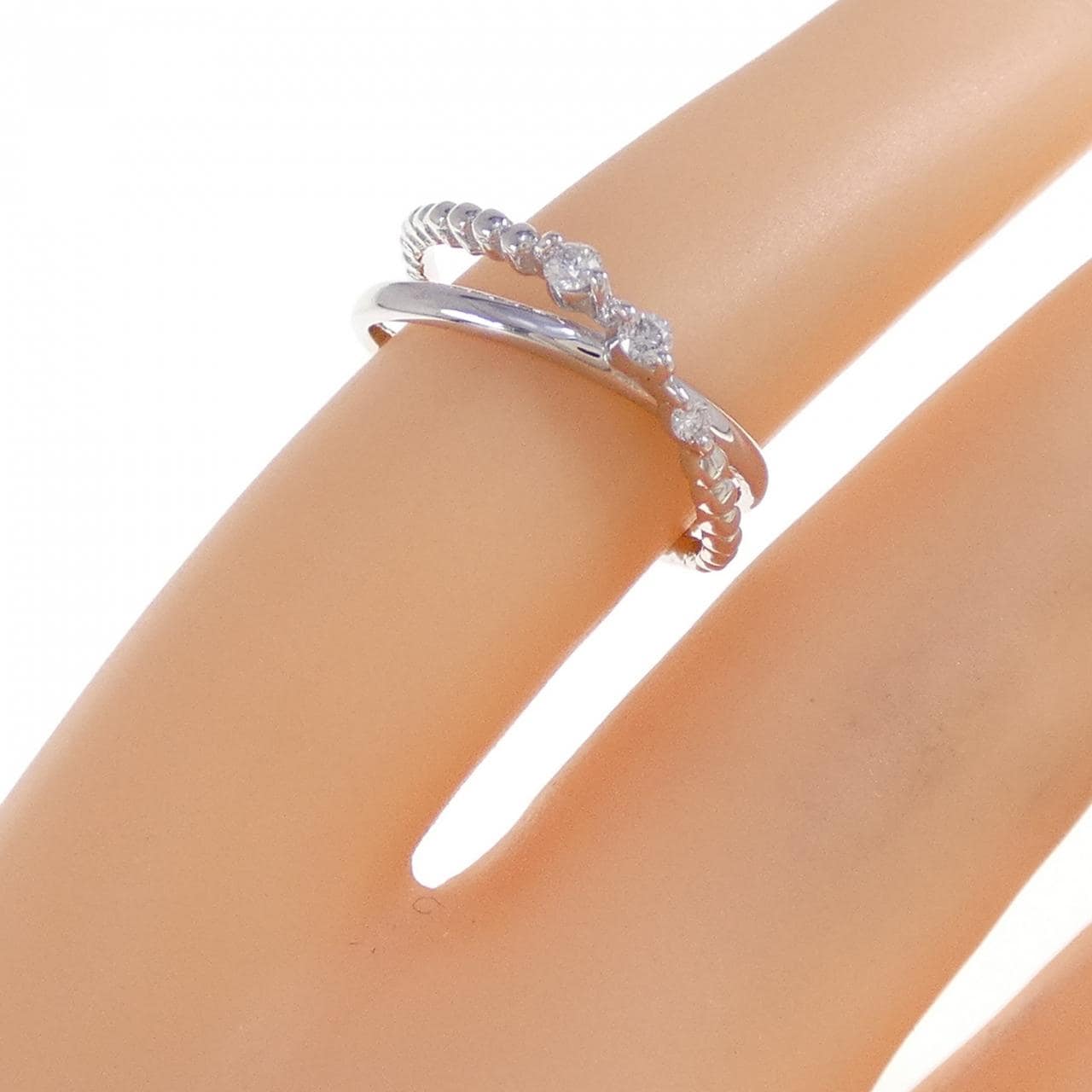 K18WG ダイヤモンド ピンキーリング 0.06CT