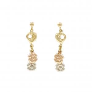 K18スリーカラー ハート×フラワー ピアス