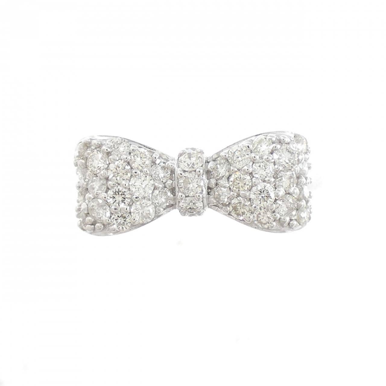 K18WG リボン ダイヤモンド リング