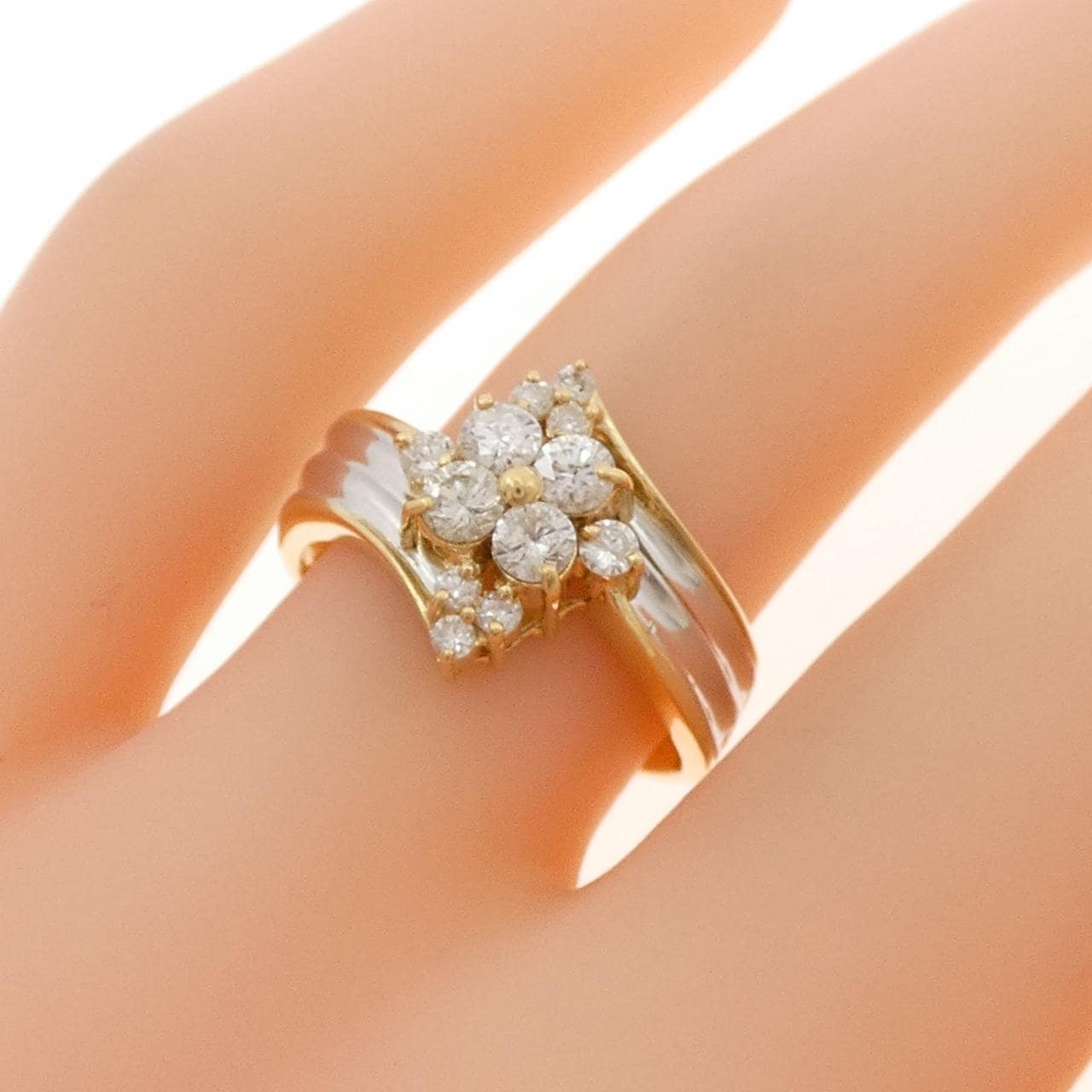 K18YG/PT900 ダイヤモンド リング 0.55CT