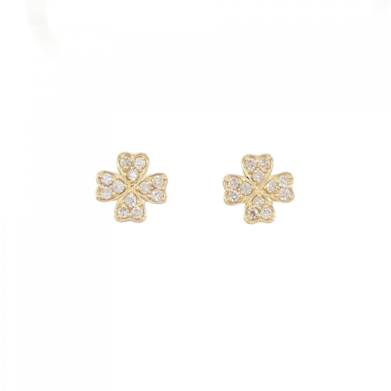 K18YG クローバー ダイヤモンド ピアス 0.30CT