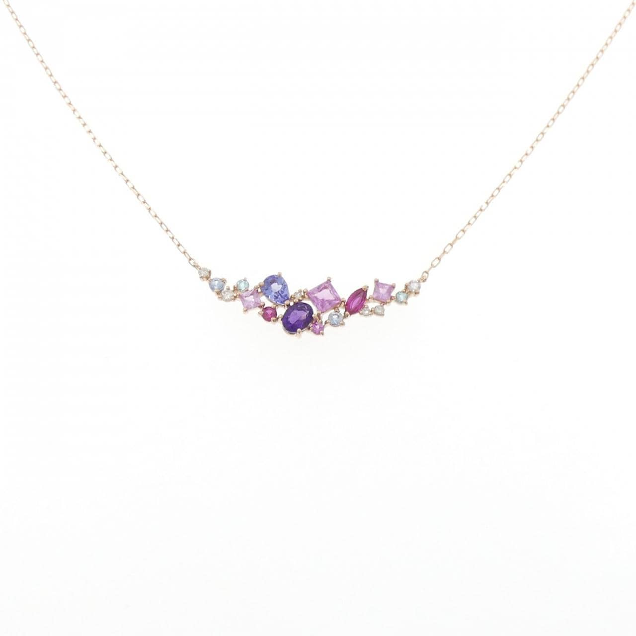 K18PG カラーストーン ネックレス