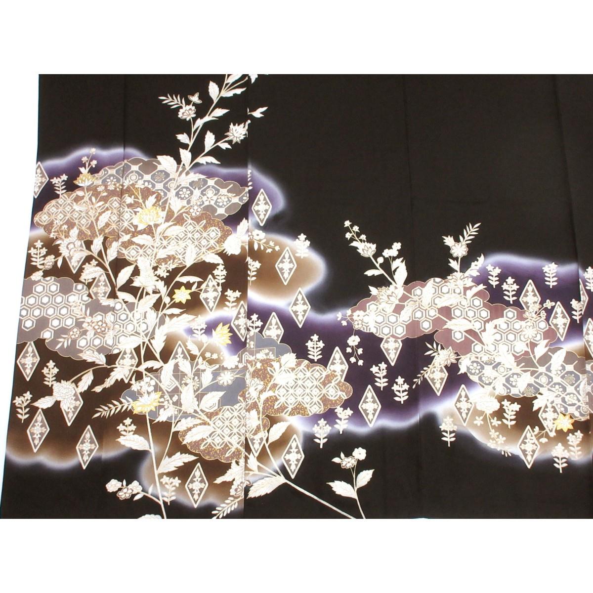 訪問着　友禅金彩加工　刺繍入りボカシ染